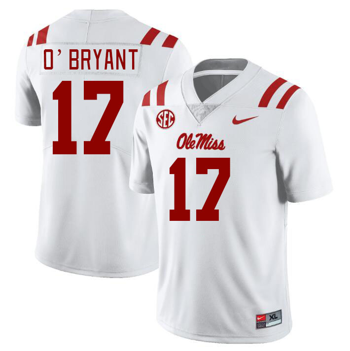 Men #17 Richard O'Bryant Ole Miss Rebels College Football Jerseyes Stitched Sale-White